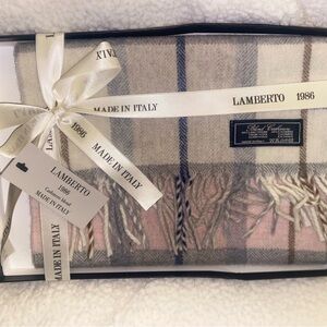 Lamberto Plaid Wool Cashmere Blend Scarf